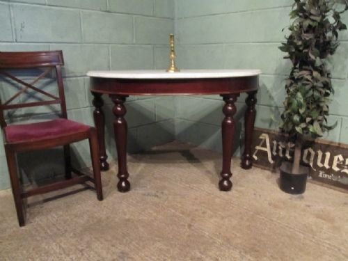 antique victorian marble top mahogany demi lune table c1860 w6863193