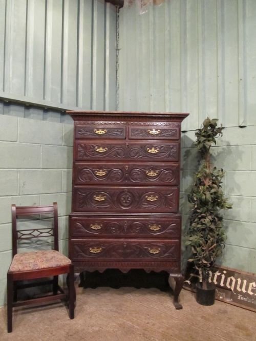 antique georgian oak chest on chest c1780 w4064111