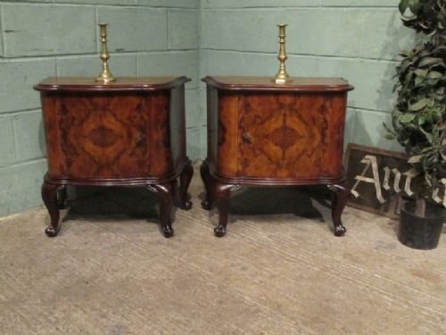 antique pair italian burr walnut bedside cabinets c1910 w692975