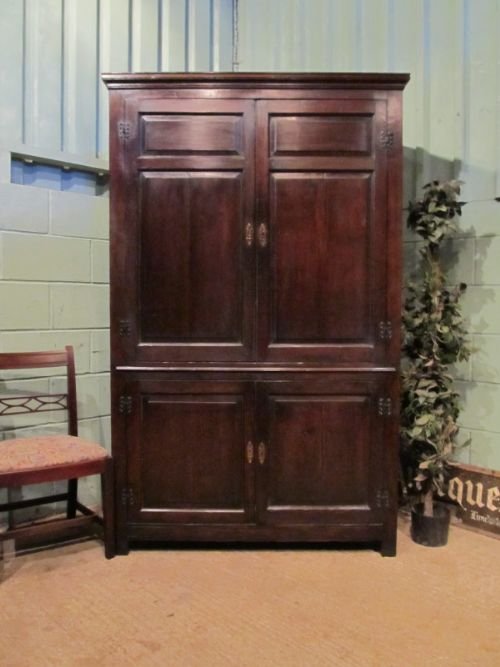 antique early georgian country oak press cupboard c1760 w6934145