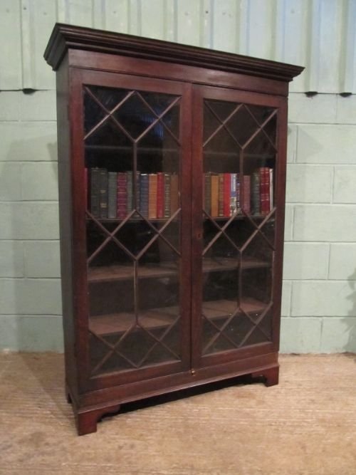 antique georgian oak astragal glazed bookcase c1780 w6961285
