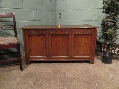 antique georgian medium oak coffer box c1720 w6983186