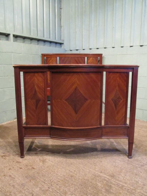 antique edwardian mahogany inlaid double bed c1900 w702668