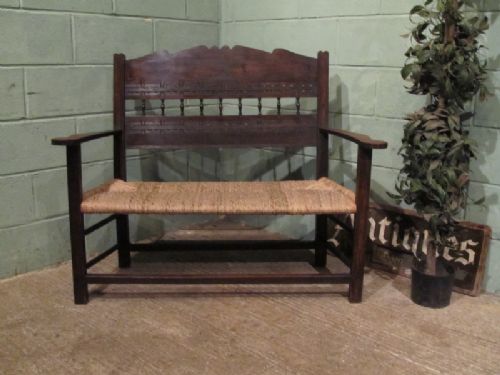 antique arts crafts oak settle bench from the black forest w625072