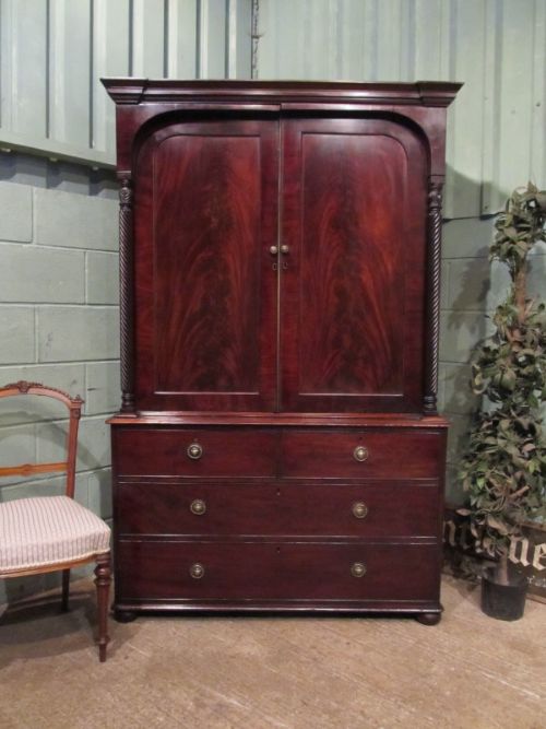 antique william 1v mahogany wardrobe false drawer front c1830 w691115