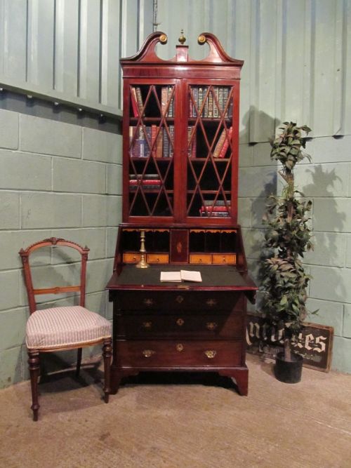 antique victorian mahogany bureau bookcase c1870 w707239