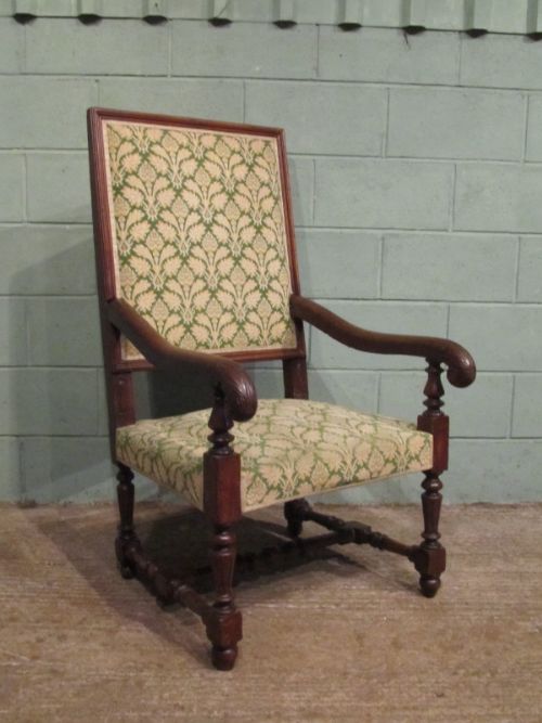 antique early victorian upholstered oak armchair c1840 w7083110