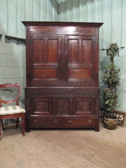 antique late 18th century country oak tack cupboard wardrobe c1780 w71281510