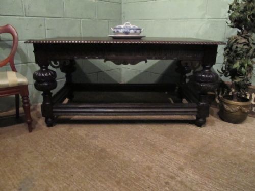 antique victorian gothic oak library dining table c1880 w72032611