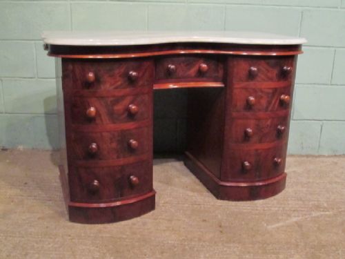 antique 19th century flamed mahogany marble topped dressing table c1860