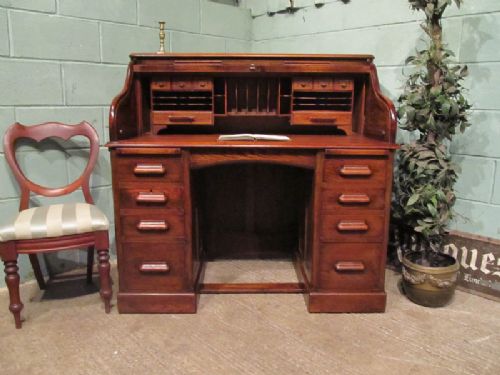 antique victorian oak roll top desk c1880