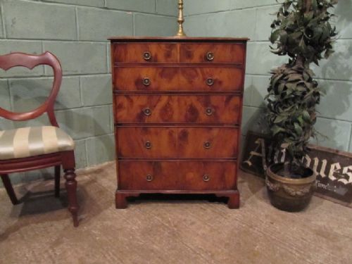 antique small yew wood chest of drawers c1920