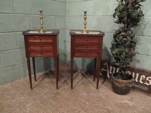 antique pair french mahogany marble bedside chests c1920 wj852