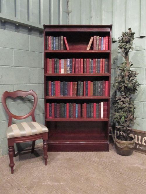 antique edwardian mahogany tall open bookcase c1900