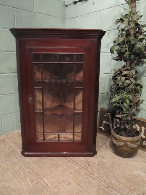 antique regency mahogany glazed corner cabinet c1820