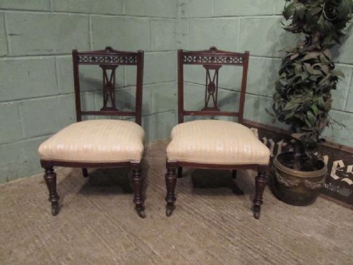 antique pair edwardian mahogany bedroom nursing chairs c1900