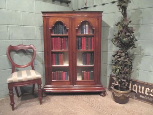 antique victorian mahogany glazed bookcase c1880