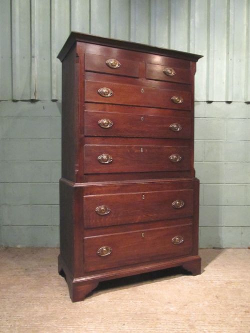antique 18th century joined oak chest on chest of drawers c1780