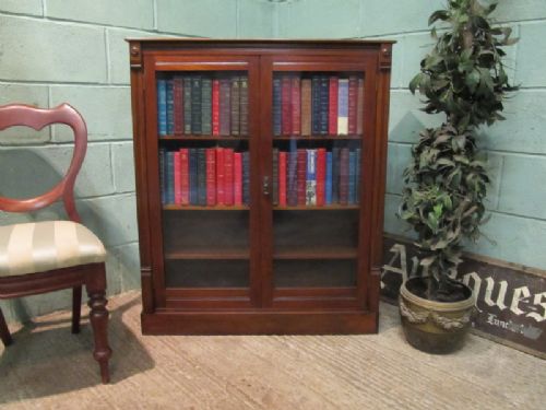antique edwardian mahogany small glazed bookcase c1900