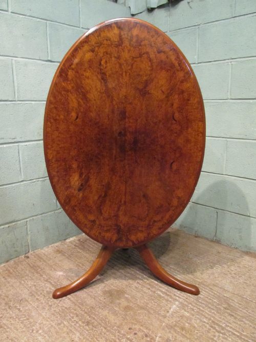 antique victorian burr walnut tilt top table c1880