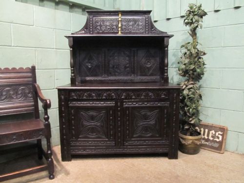 antique 18th century period carved oak cupboard c1780