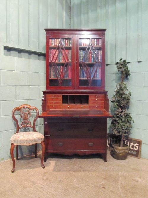antique regency mahogany secretaire bookcase c1820