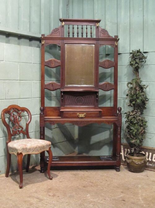 antique edwardian mahogany hall stand c1900