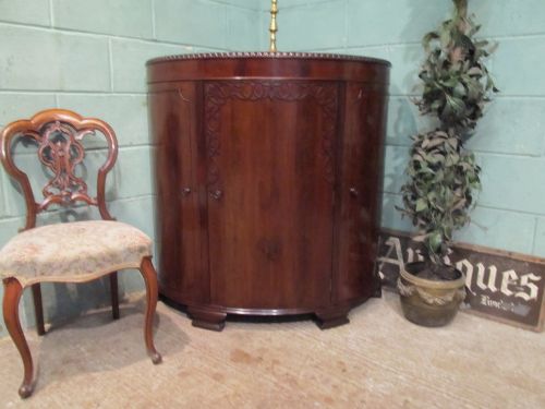 antique edwardian mahogany barrel fronted corner cupboard c1900