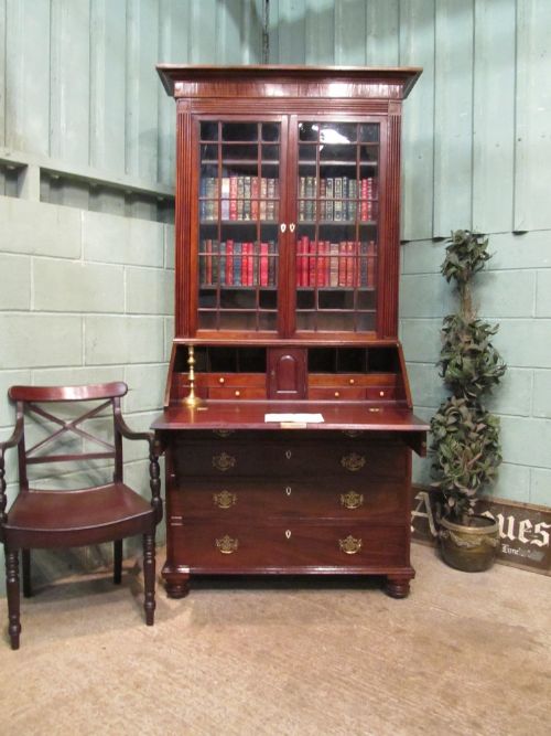 antique georgian regency mahogany bureau bookcase with secret compartment c1820