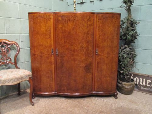 burr walnut queen anne serpentine cupboard c1920