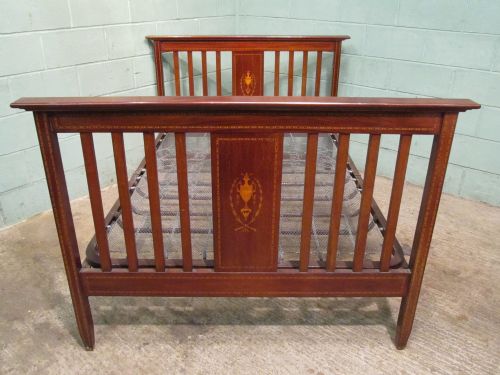 antique edwardian inlaid mahogany double bed c1900