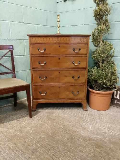 maple and co walnut bow front chest of drawers c1920
