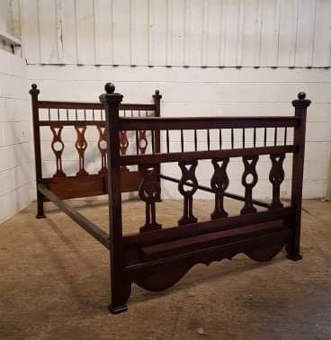 antique edwardian oak double bed c1900