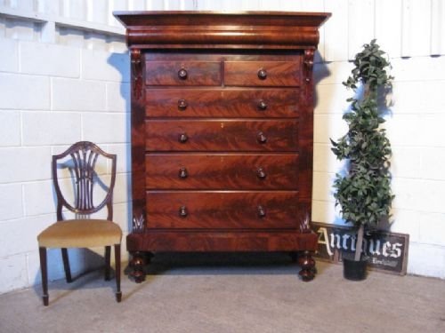 fantastic victorian flamed mahogany scotch chest of drawers c1880