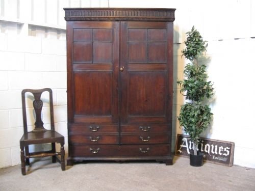 antique georgian oak wardrobehousekeepers cupboardpress c1780