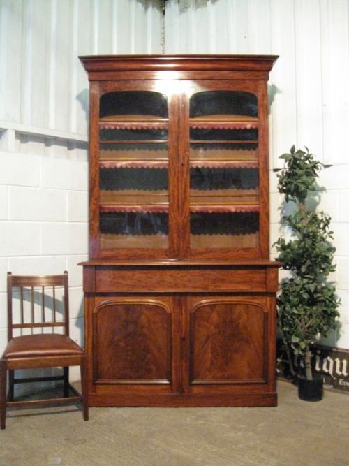 quality antique victorian mahogany library bookcase c1880