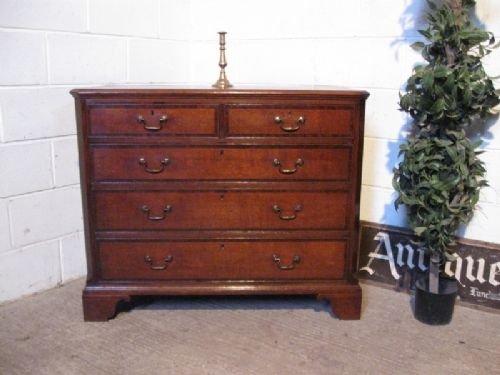 antique georgian oak mahogany banded chest of drawers c1780