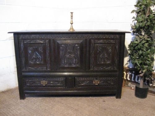 antique george 1st carved oak sideboard mule chest c1720