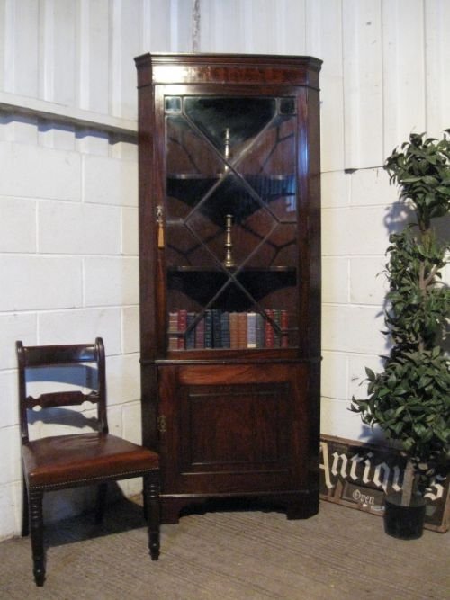 antique georgian mahogany full height corner display cabinet c1780