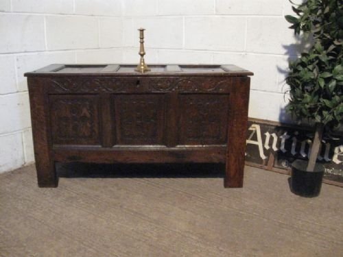 17th century james 11 carved country oak coffer c1680