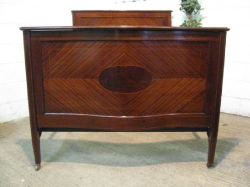 superb quality antique edwardian mahogany inlaid double bed stead c1900