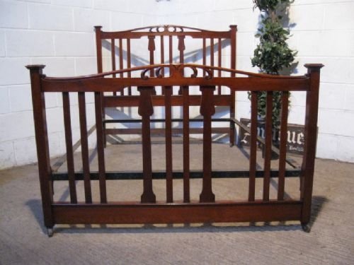 antique edwardian artc crafts mahogany double bedstead c1890