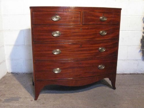 regency flamed mahogany bow front mahogany chest of drawers c1800