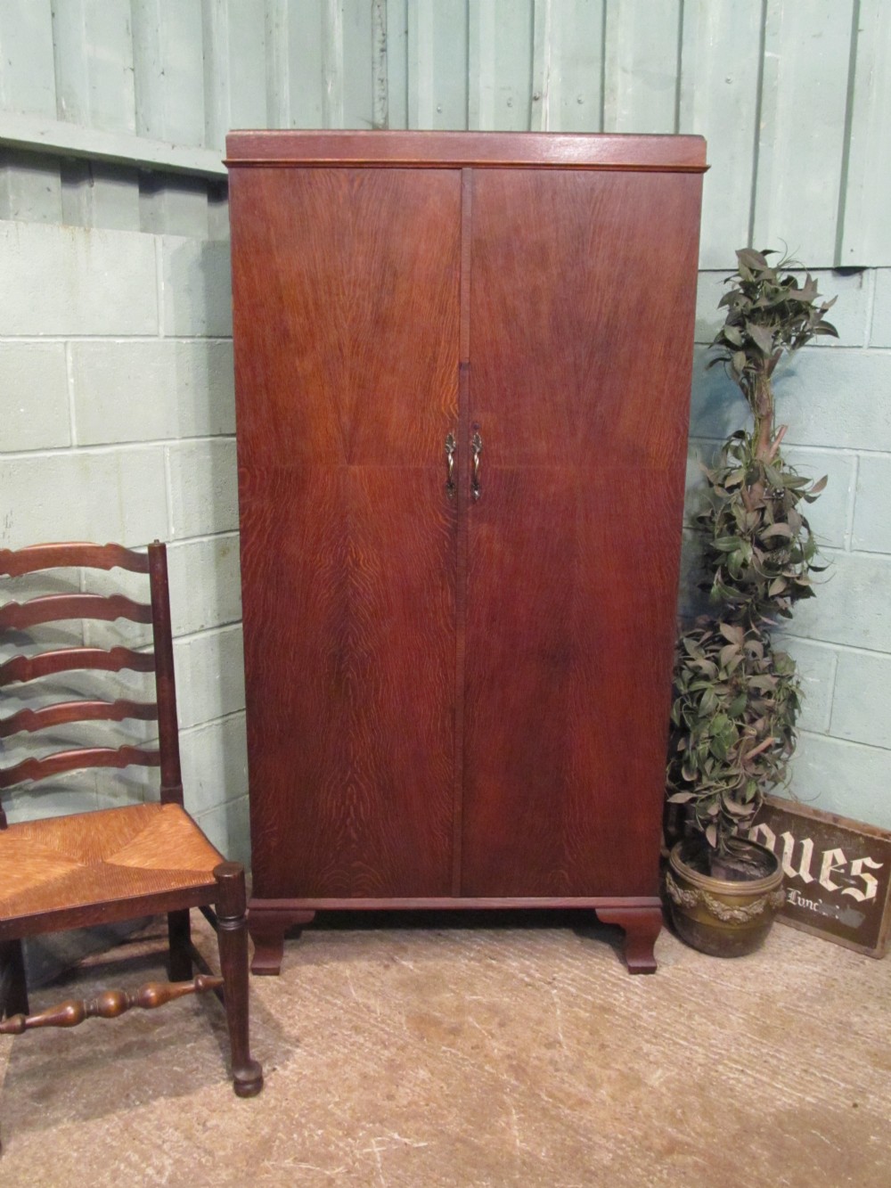 antique oak original compactom wardrobe c1920