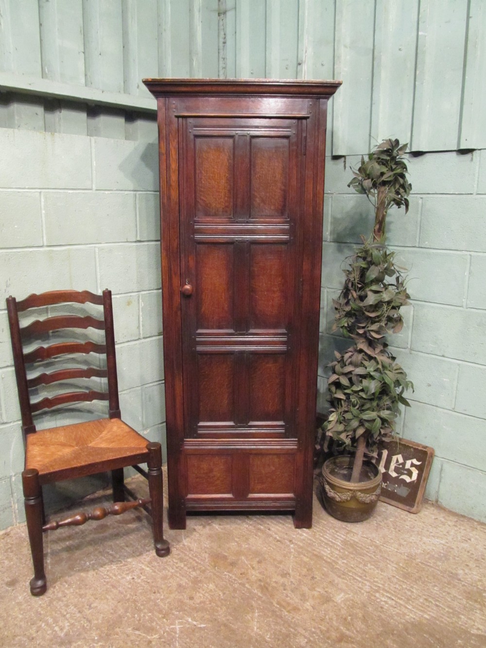 Antique Oak Narrow Single Wardrobe C1920 312204 Www