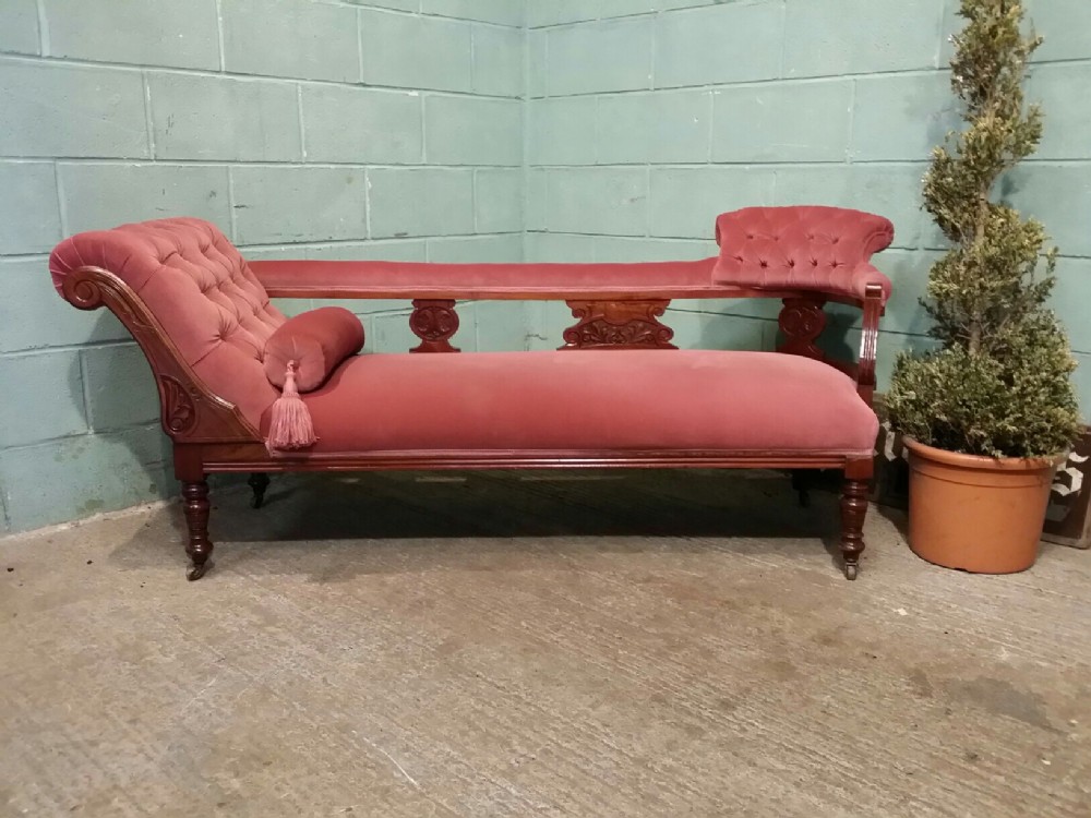 antique victorian walnut double end chaise longue c1890