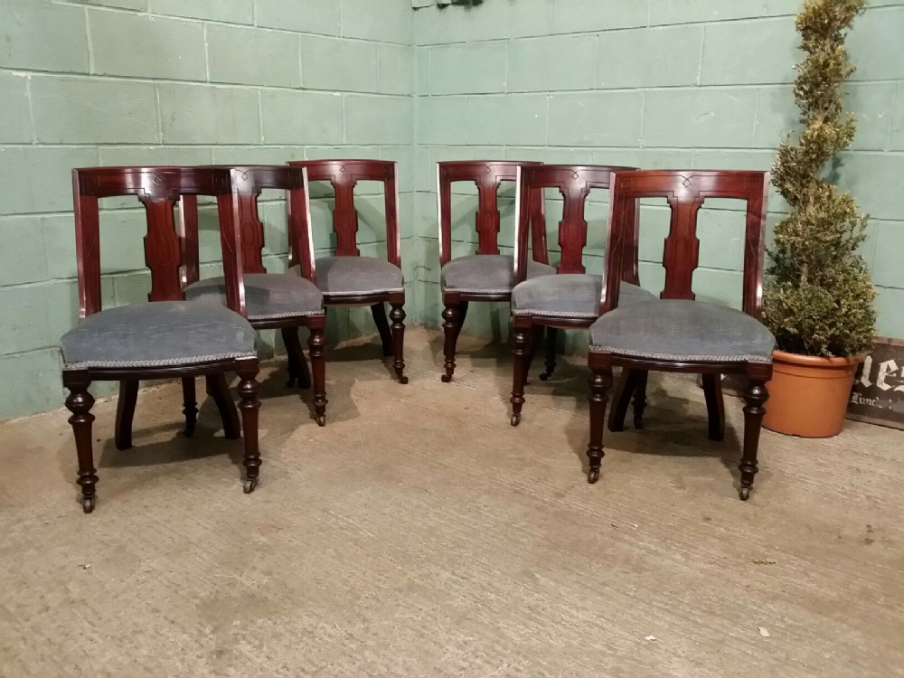 antique set six victorian cuban mahogany dining chairs c1880