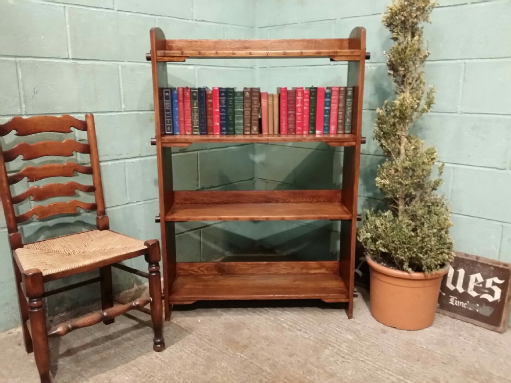 antique arts and crafts bespoke oak open bookcase c1890