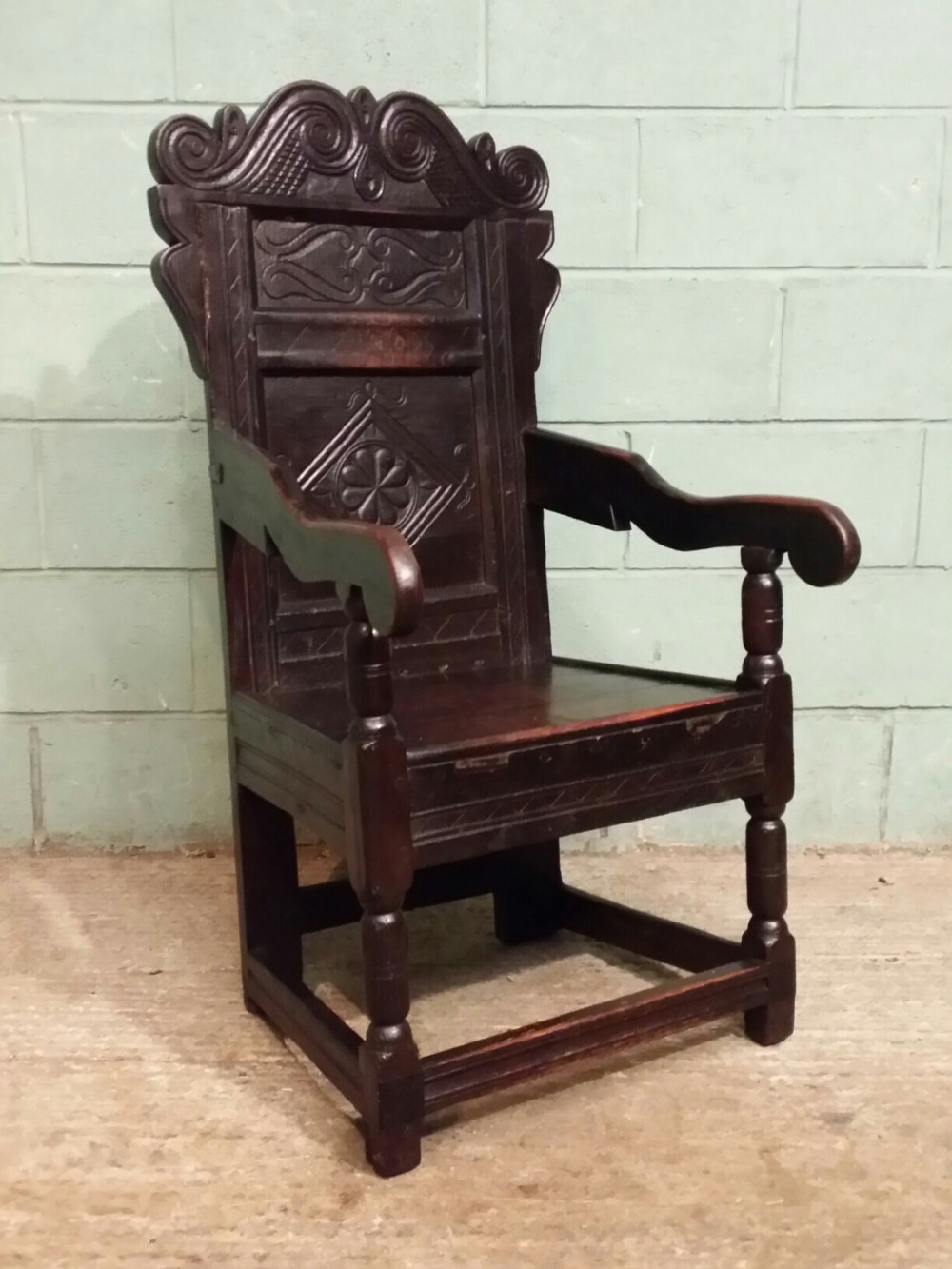 antique early 18th century yorkshire oak wainscot chair c1720