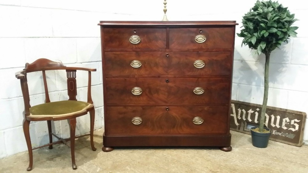 antique victorian flamed mahogany chest of drawers c1880